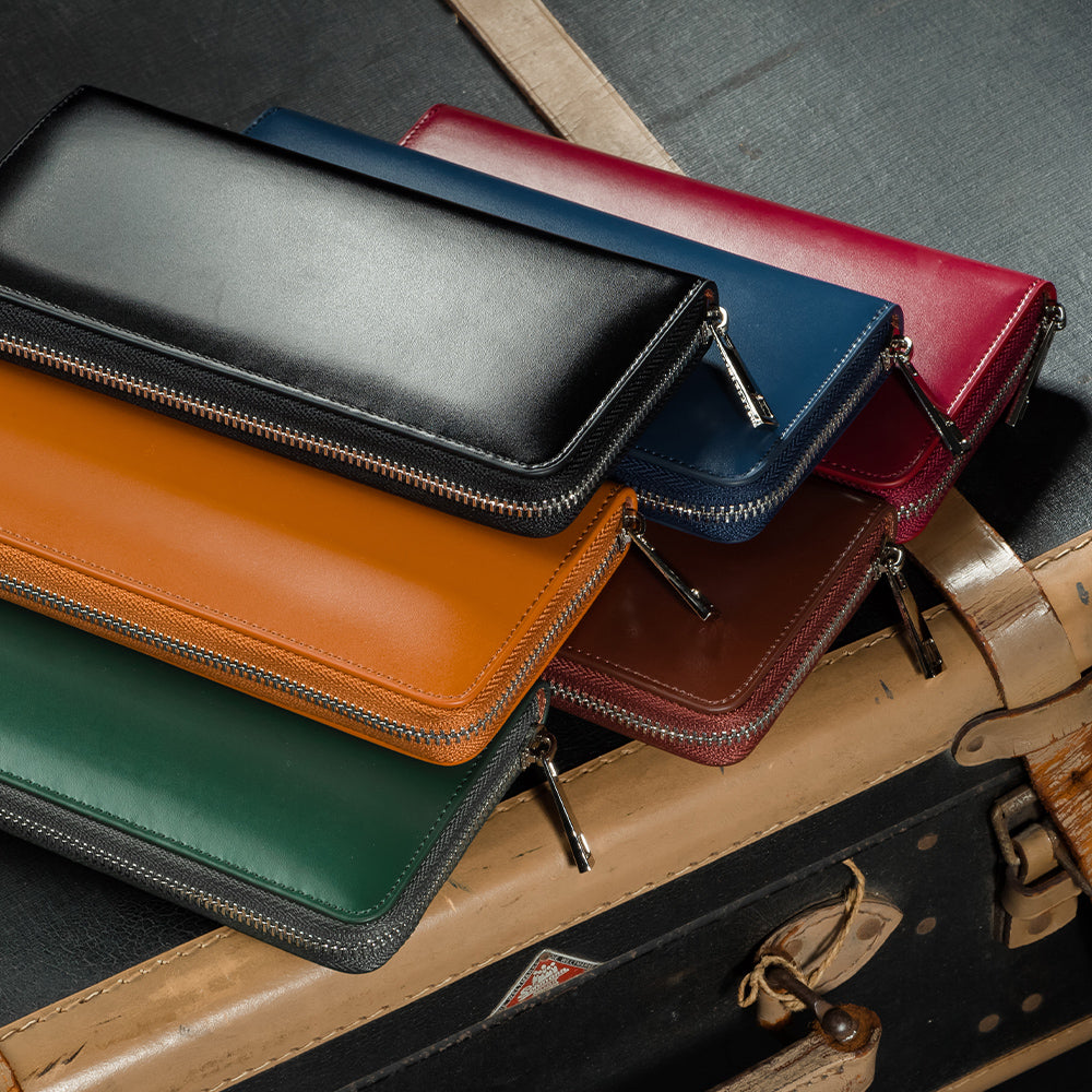 ラウンドファスナー コードバン調/カーボン レザー 長財布 – MURA-ムラ