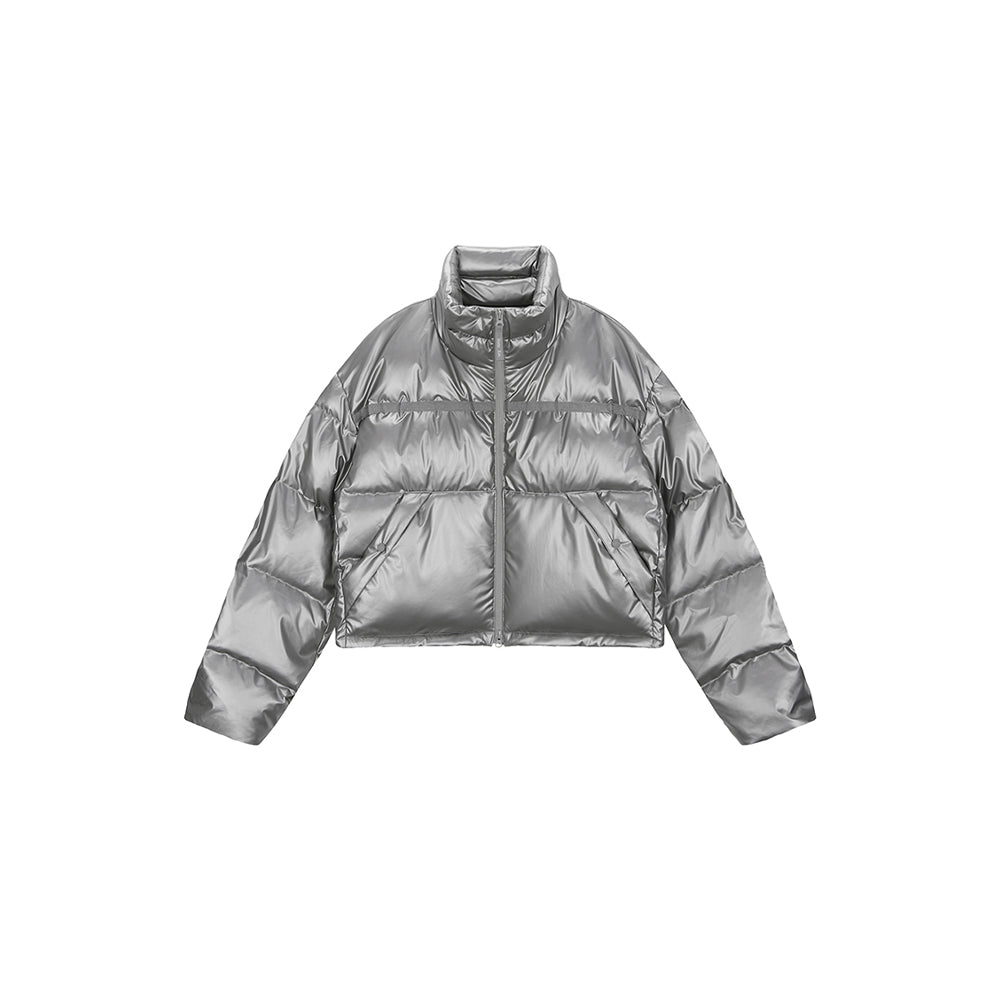 LOGO TAPING PUFFER DOWN JUMPER FOR WOMEN IN SILVER – Matin Kim
