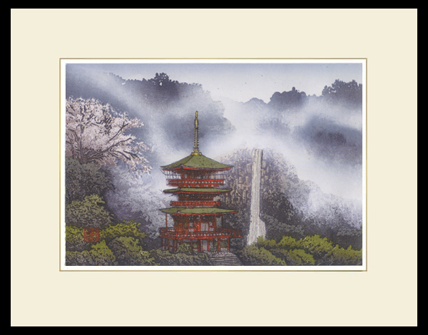 K. Terashima 木版画 「府内城」フレーム付き K. Terashima 木版画