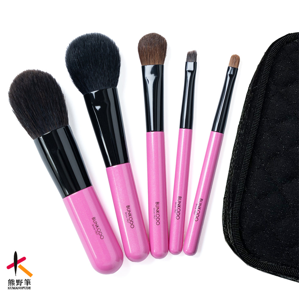熊野筆化粧筆メイクブラシ SAシリーズ ポーチ付き5本セット – 文宏堂