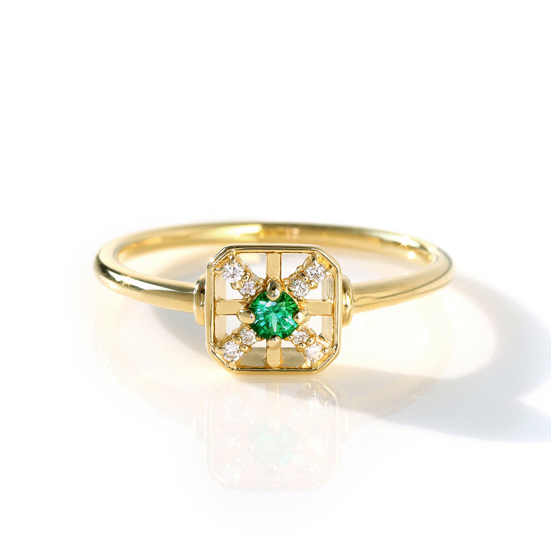 BIZOUX×Studio28】エメラルド×ダイヤモンド K10/K18リング・ジャルダンS