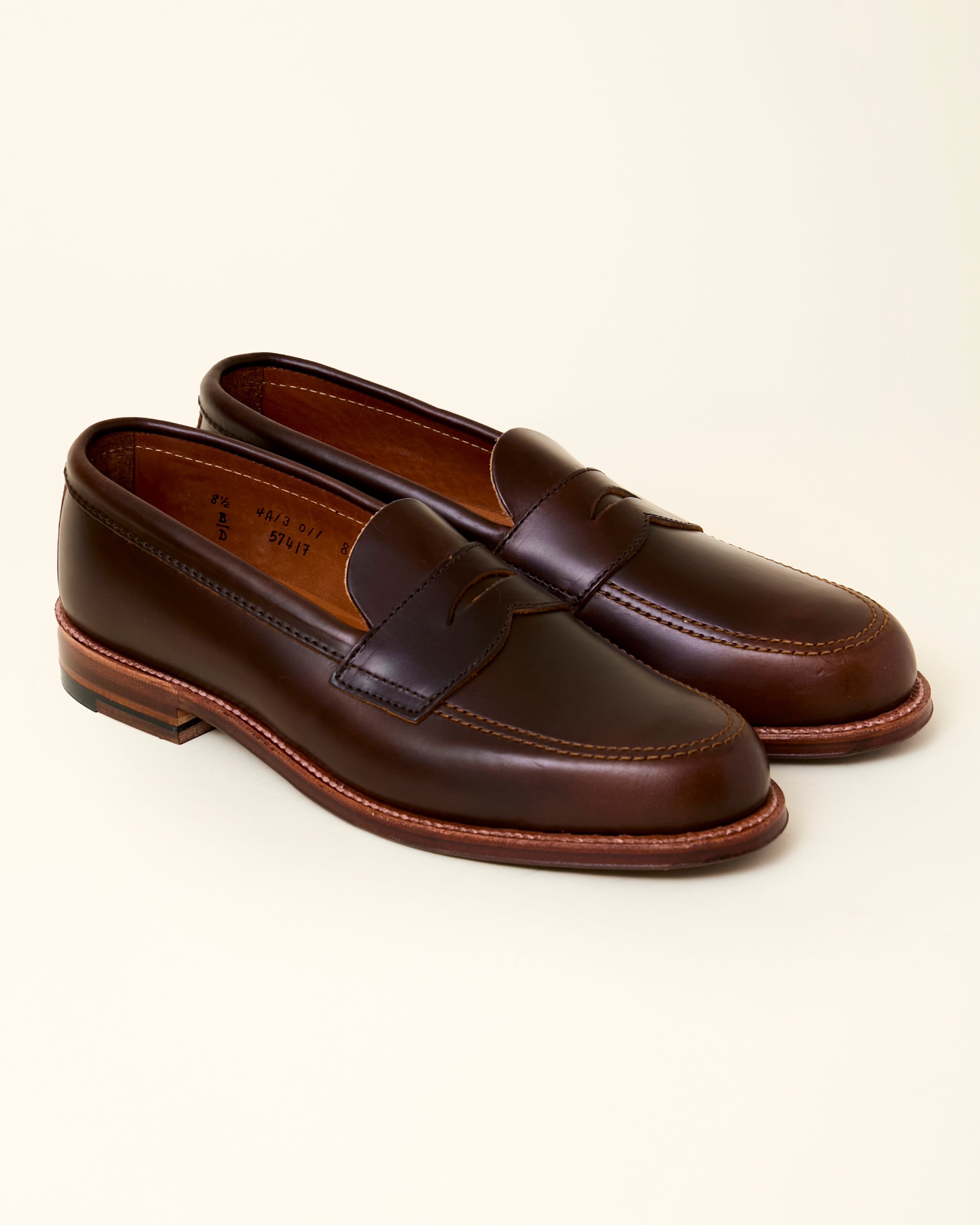 5741F Unlined Penny Loafer in Brown Chromexcel, Van Last – Brick +