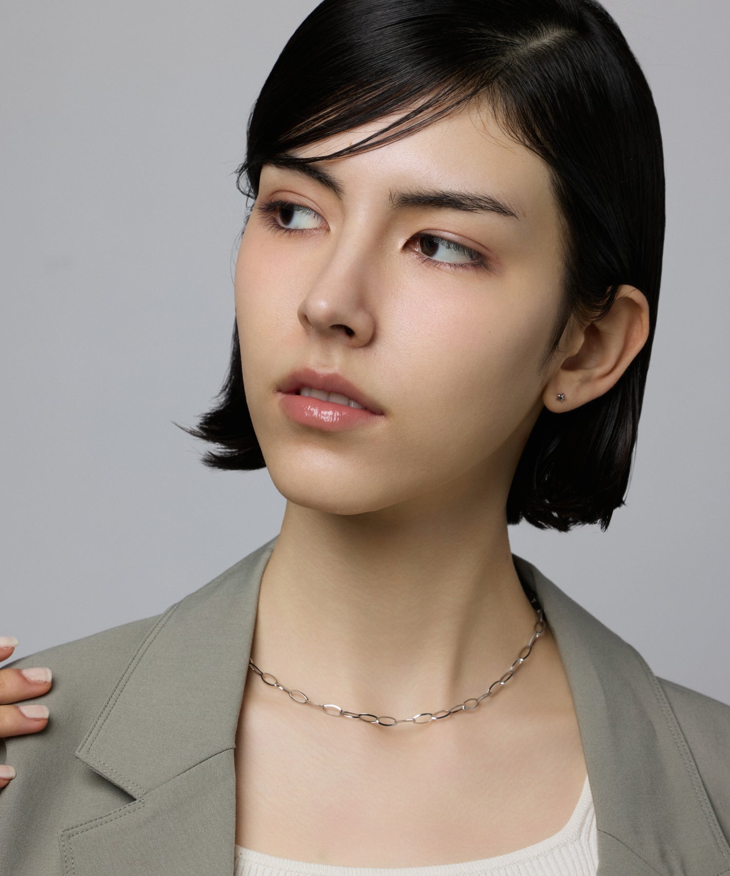 シルバー]オーバルリンクチェーンネックレス