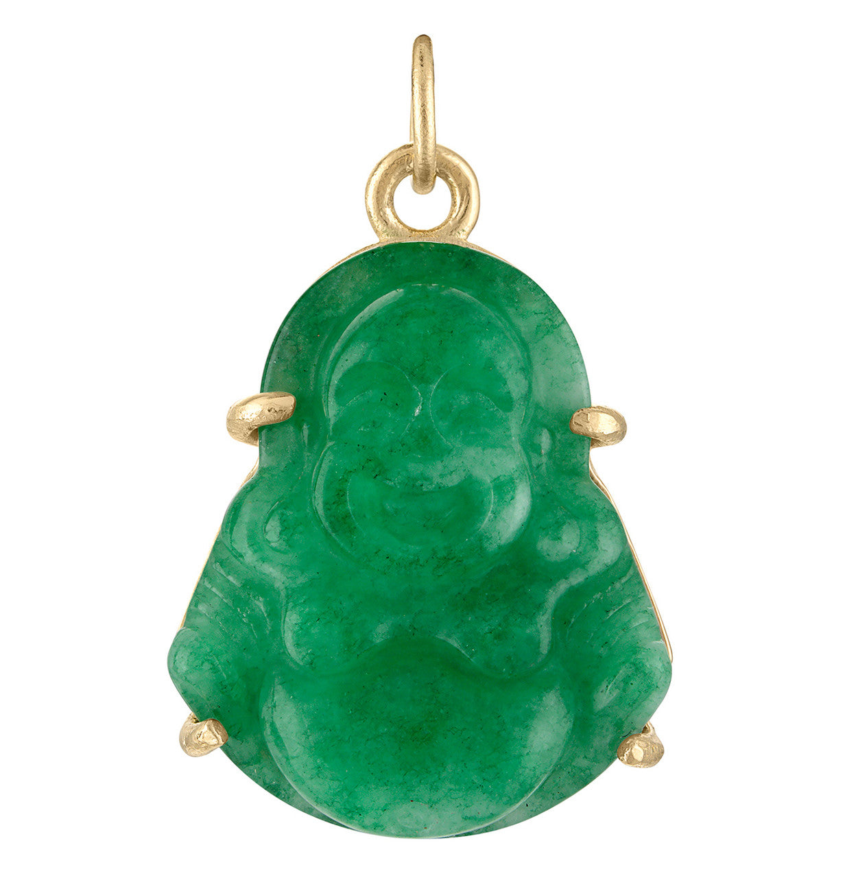 Carved Jade Lucky Buddha 14K Gold Charm | Charmco | 14k Solid Gold
