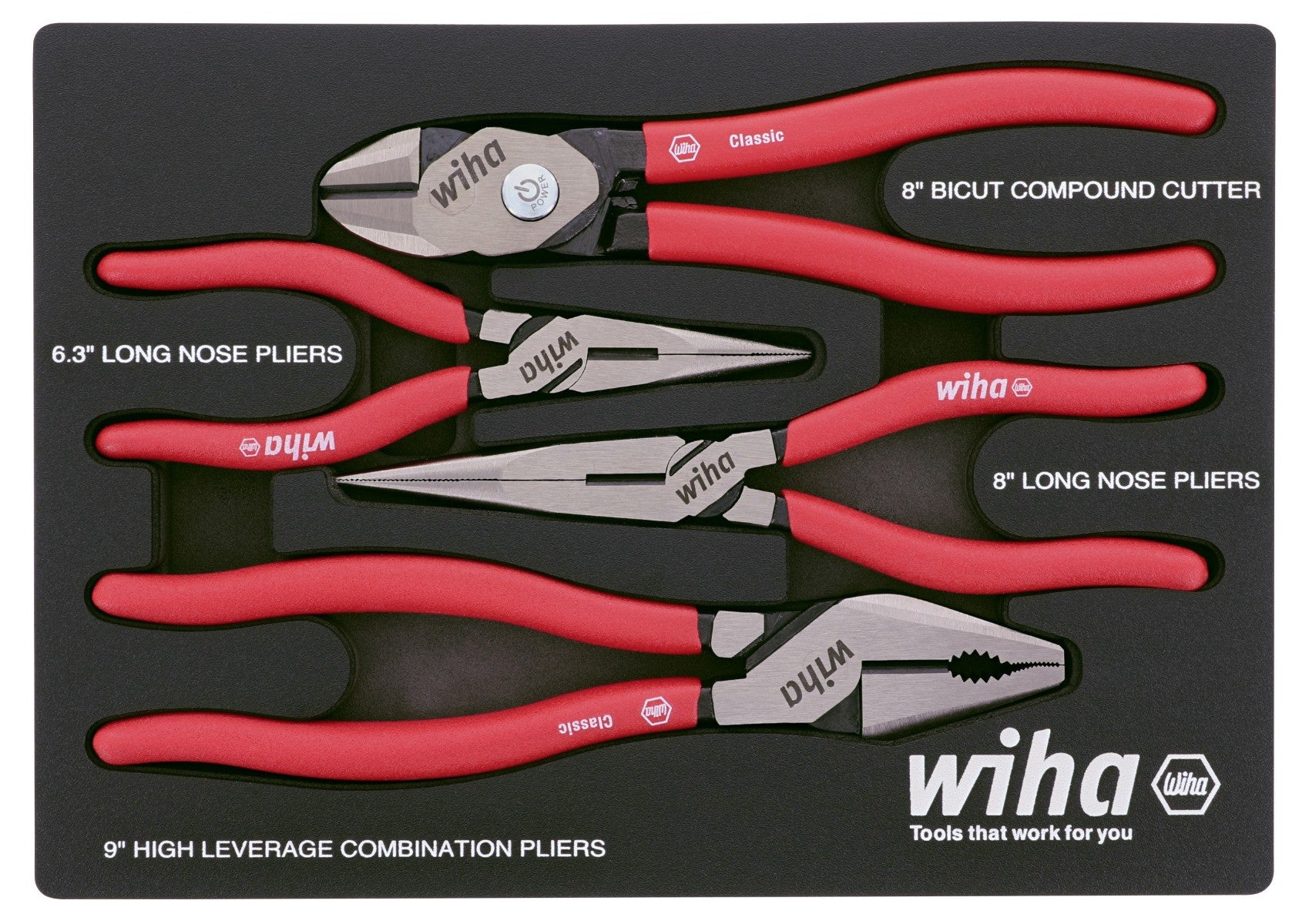 Wiha 34681 4 Piece Classic Grip Pliers and Cutters Tray Set – Haus