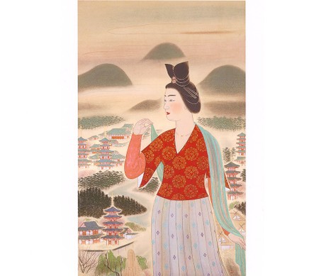 安田靫彦、【木花開耶姫】、希少な額装用画集より、新品額装付 安田