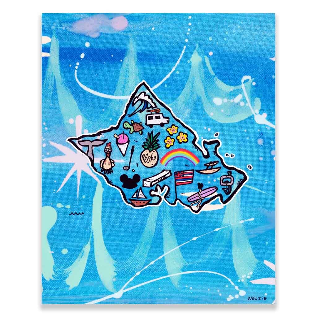 Welzie Aloha アート作品 約30cm x 40cm Welzie Fine Art Maui Hawaii