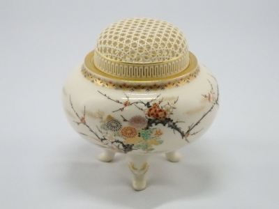 薩摩焼！15代 沈壽官薩摩 籠目蓋 三君子香炉 | 坂井春明堂