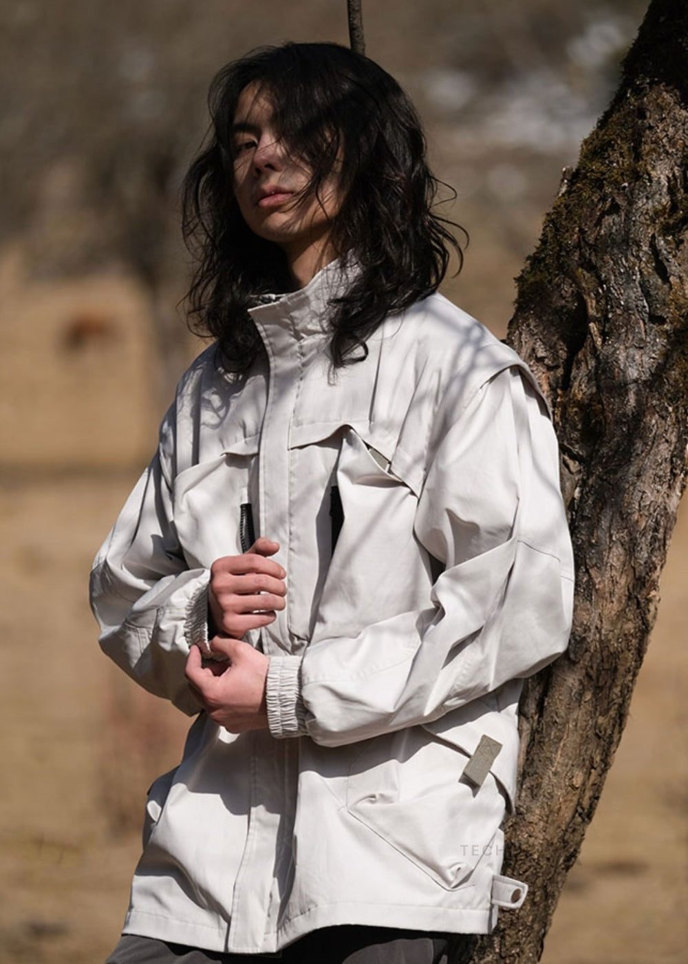 White Gorpcore Split Techwear Jacket - Gorpcore Clothing - X