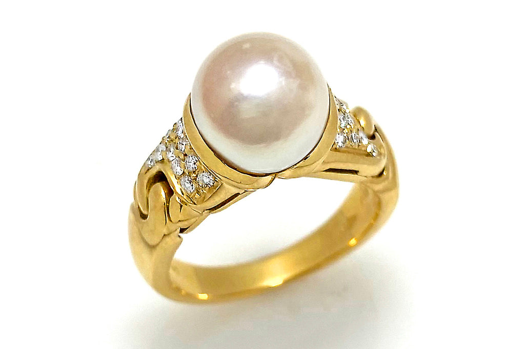 BVLGARI 【ブルガリ】K18アコヤパール ダイヤモンドリング (NO.62152