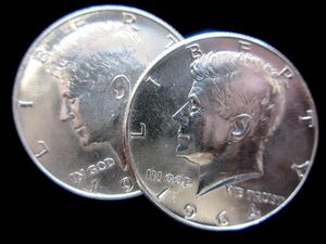 買取】アメリカ 1964年 ケネディ ハーフダラー 50セント 銀貨 重量約