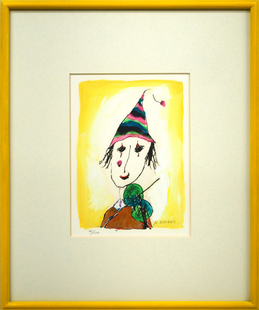 塙賢三「道化」銅版画に手彩色 絵画買取・販売の小竹美術