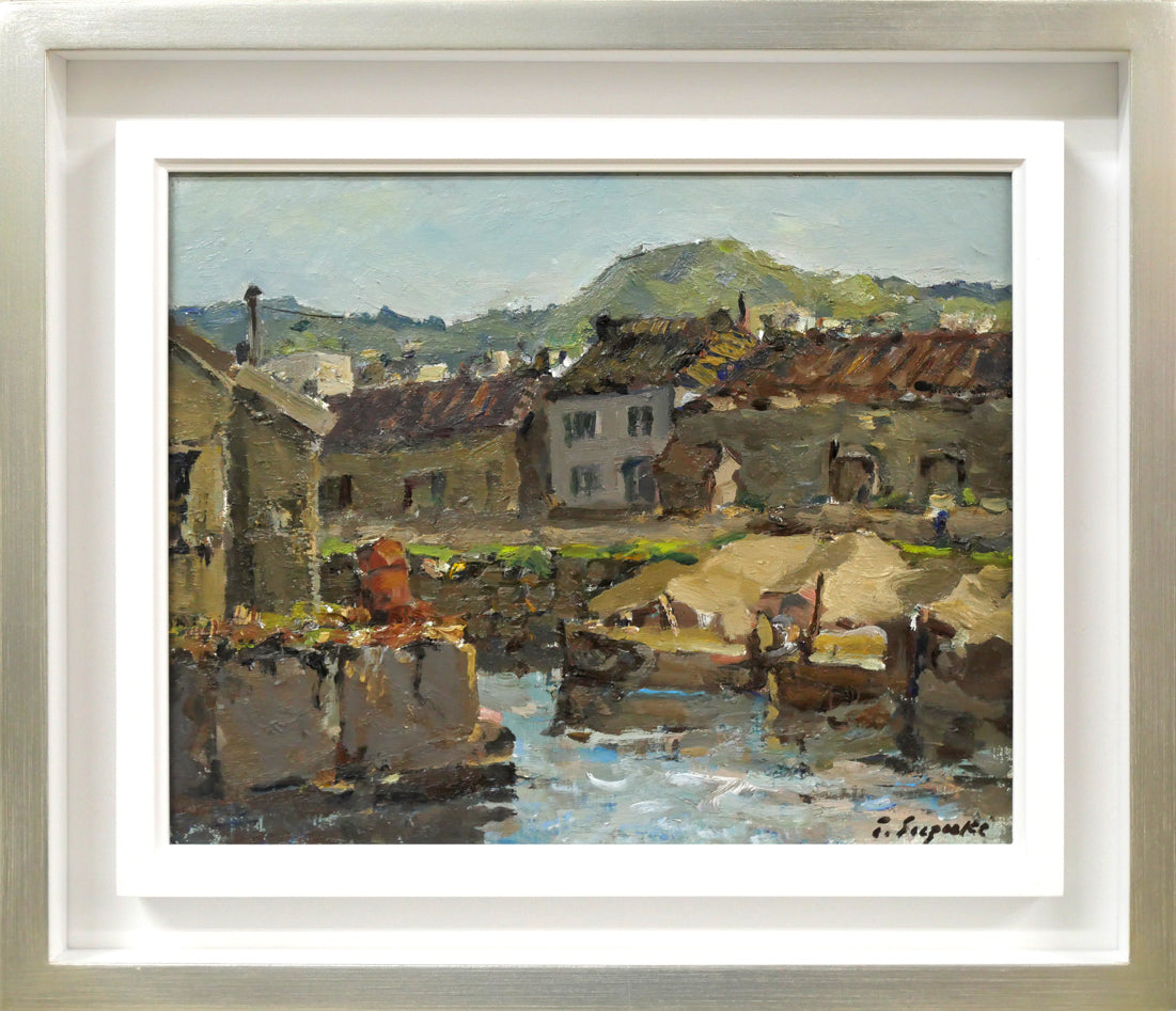 鈴木伝「小樽の運河」油絵・F3号 絵画買取・販売の小竹美術