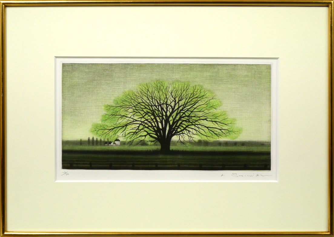 清水敦「はるにれ」銅版画（カラーメゾチント） 絵画買取・販売の小竹美術