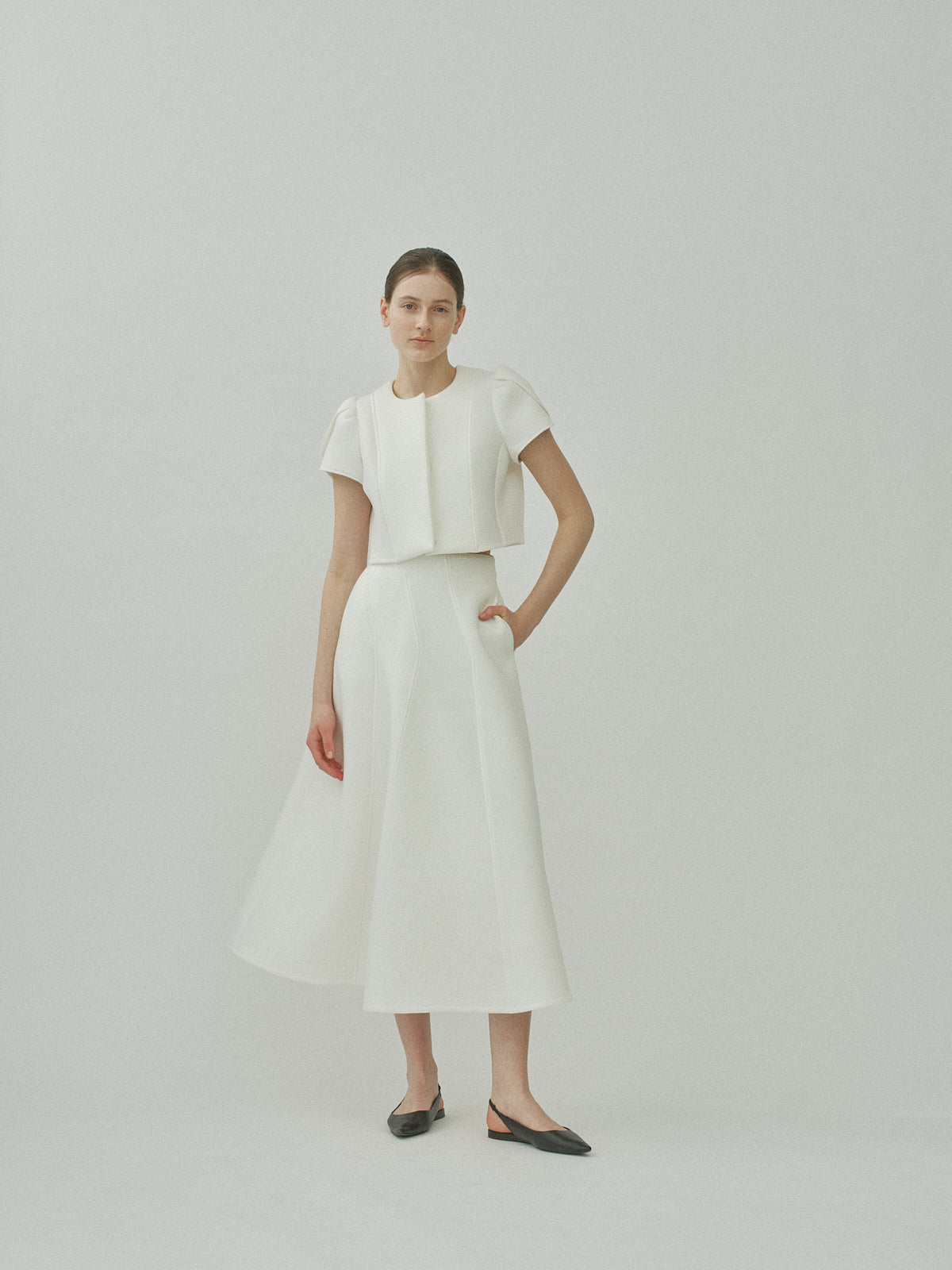 Sculpt Flare Double Knit Skirt – L'AUBE BLANC