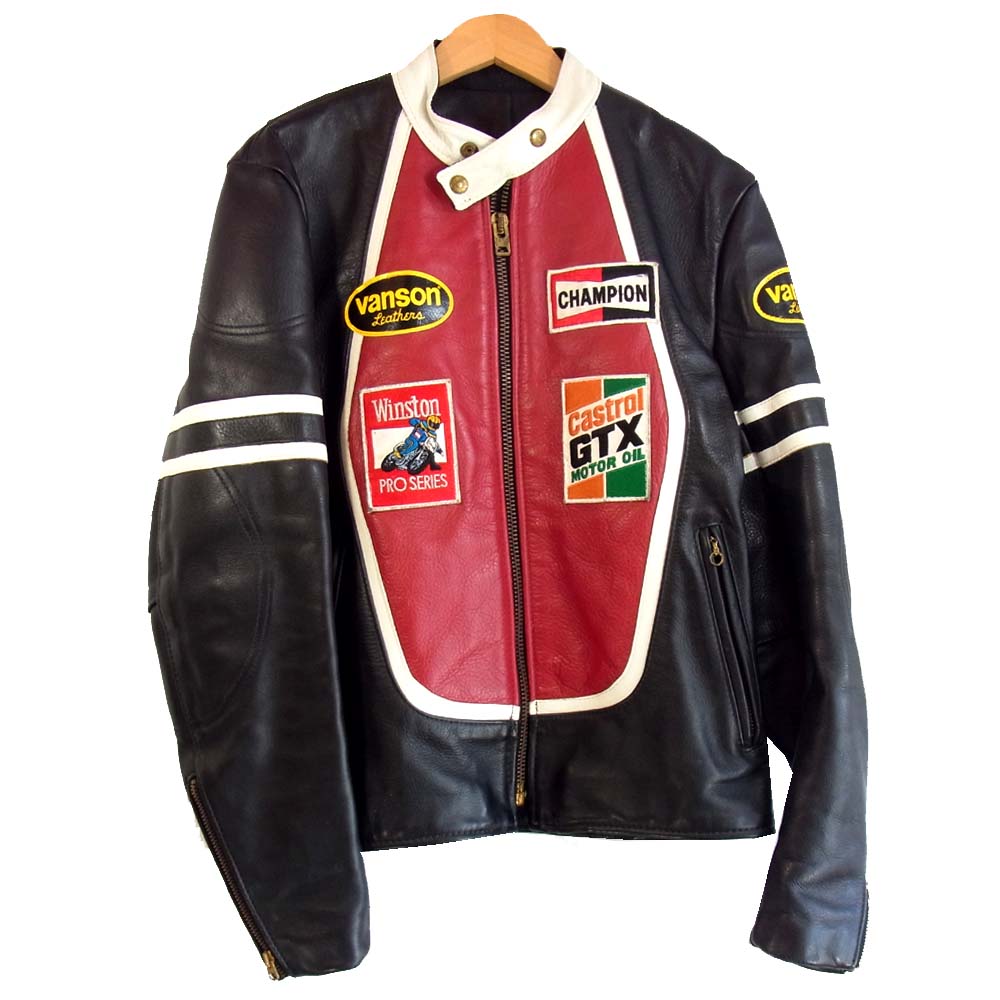 VANSON バンソン RJ ワッペン シングル ライダースジャケット ブラック
