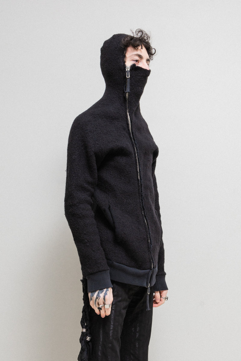 BORIS BIDJAN SABERI - Textured wool hooded jacket – L'OBSCUR