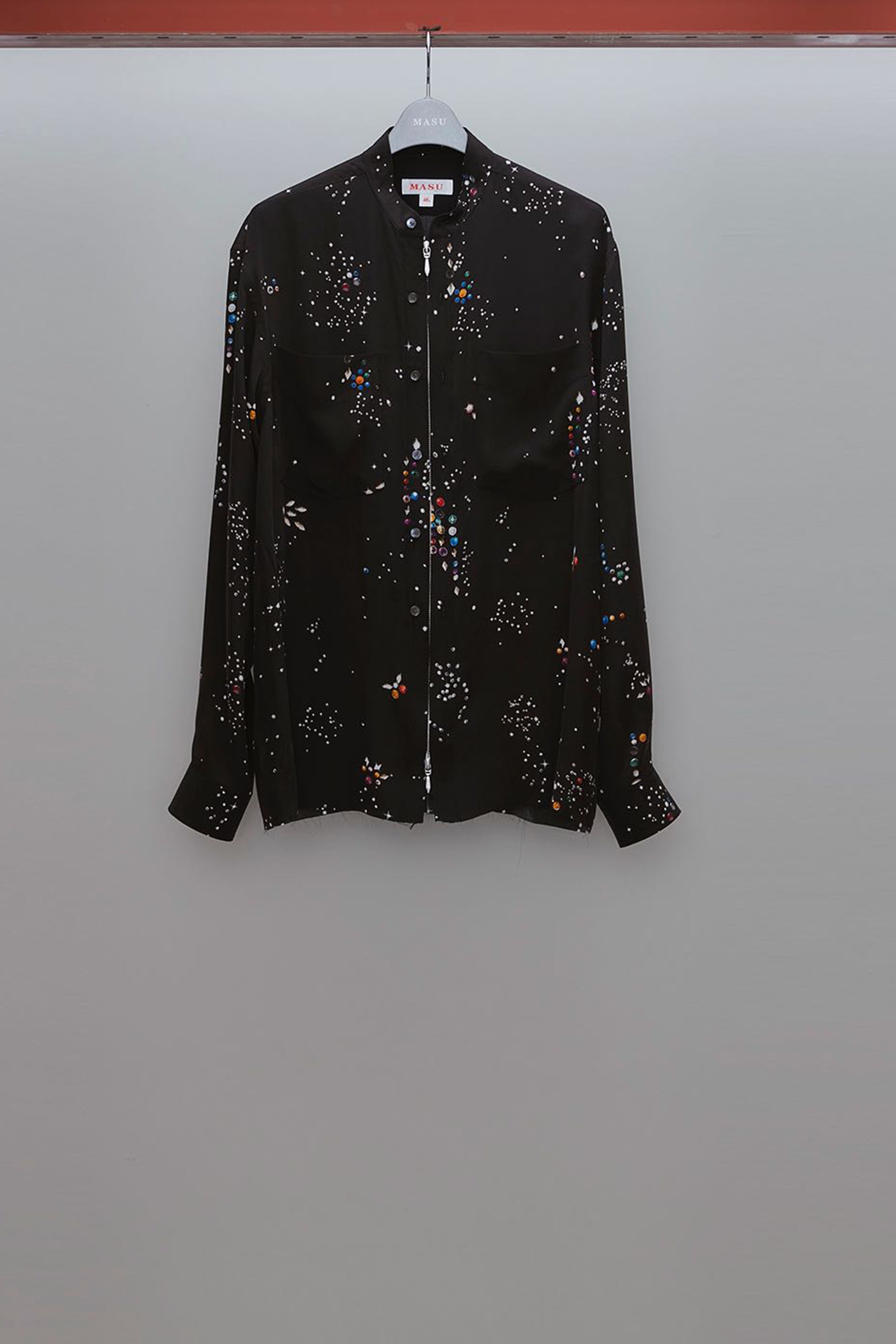 MASU(エムエーエスユー)のZIP-UP GALAXY SILK SHIRT BLACKの通販