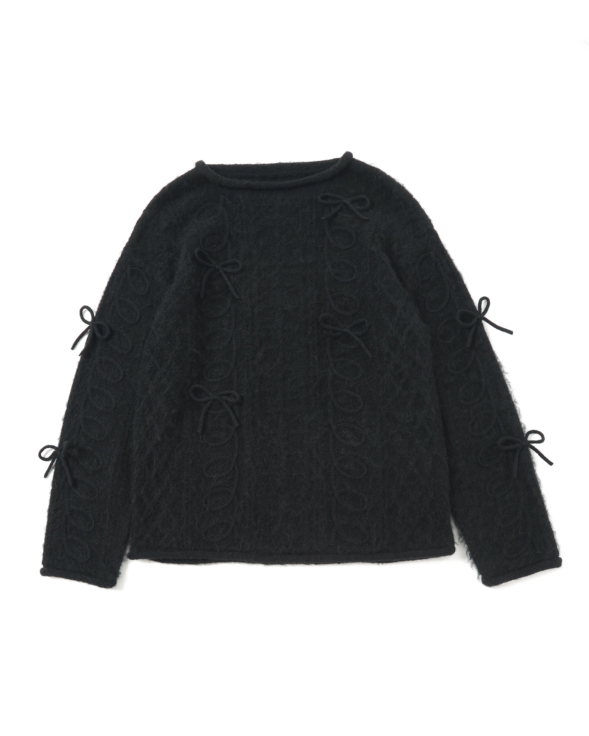 Kurukuru ribbon loose knit (black)