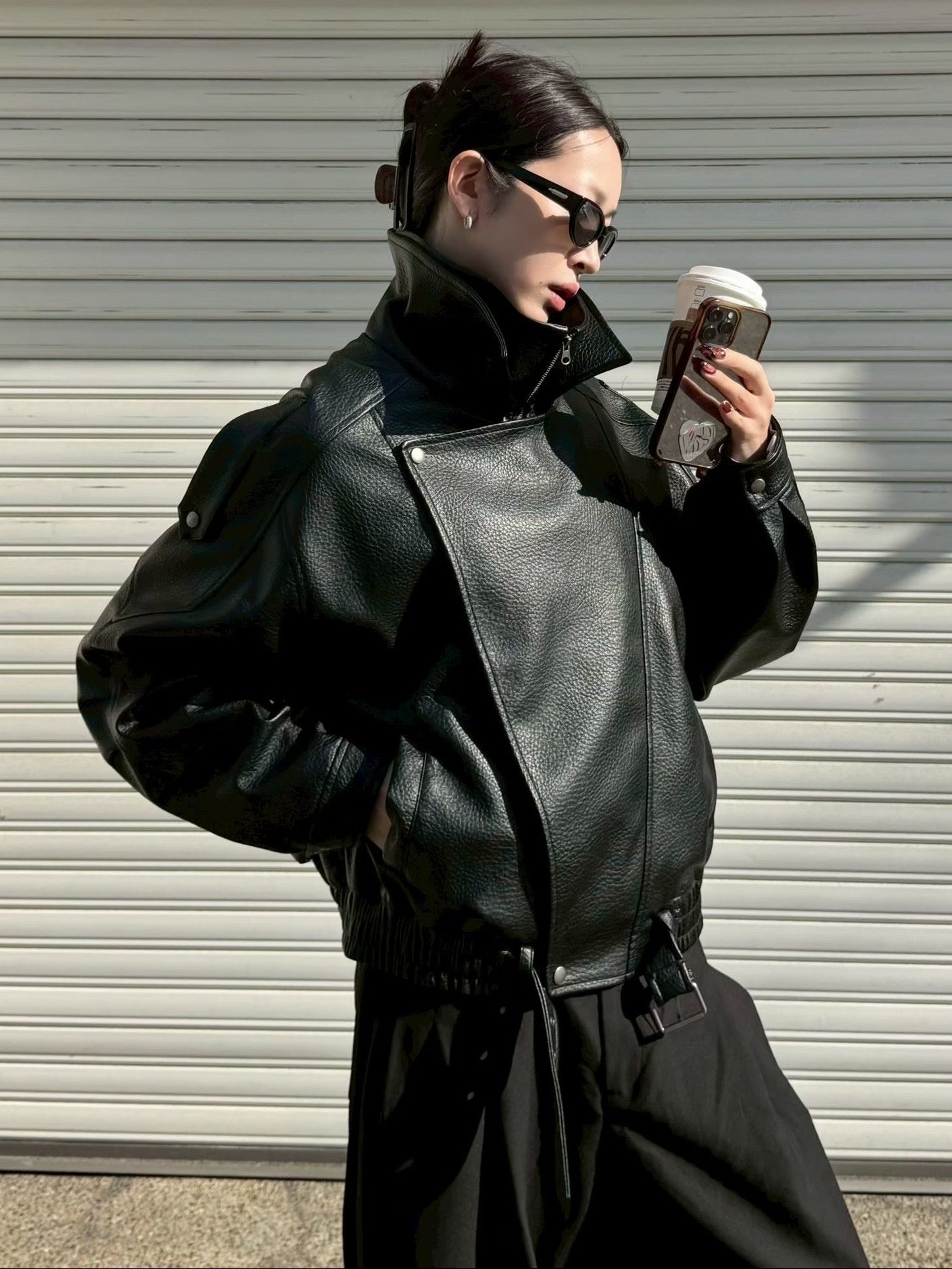 受注制【Chikashitsu +】high neck non-leather bomber jacket