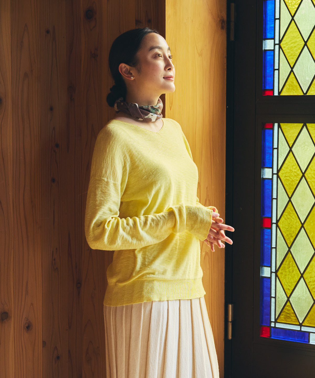 エリシルクVネックプルオーバー 草木染め / オーガニックコットン