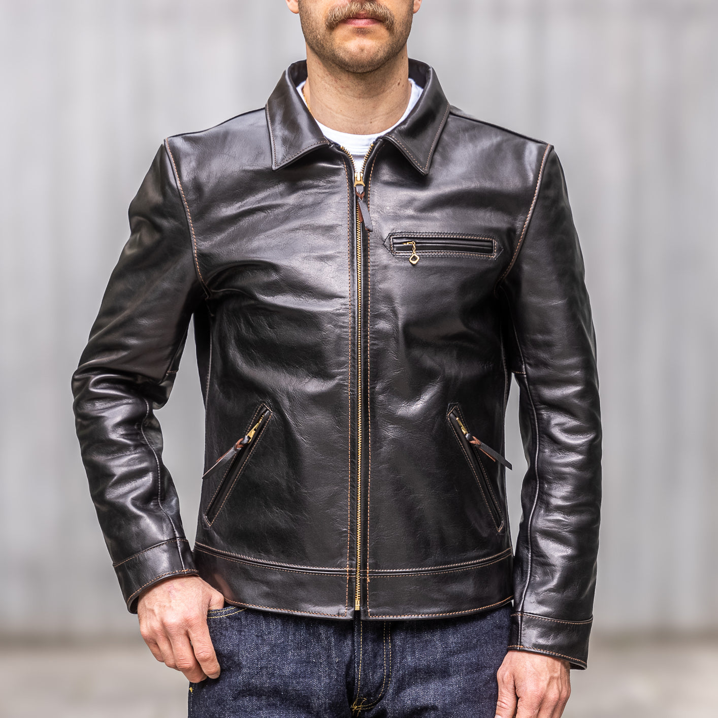 The Flat Head 'Single Rider's' Horsehide Leather Jacket – Black