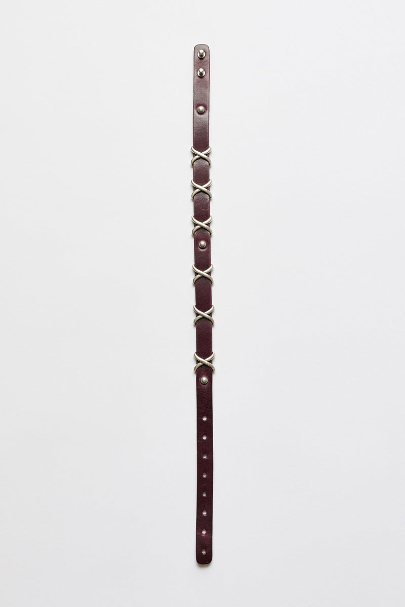 OUR LEGACY | 2CM CHOKER / TRIO CROSS MERLOT RED LEATHER メタル