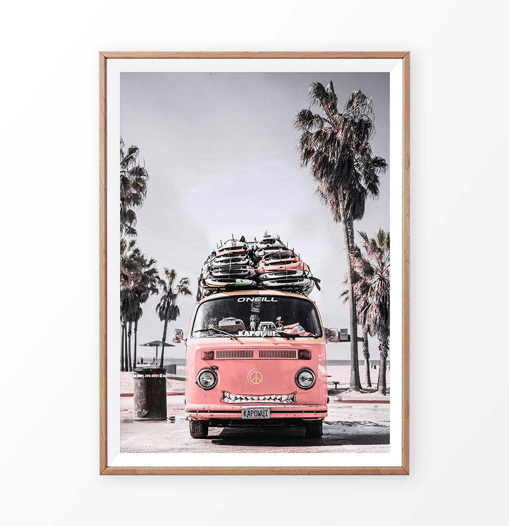 VW Bus Art Print with Retro Surfboards – Seven Paper Prints