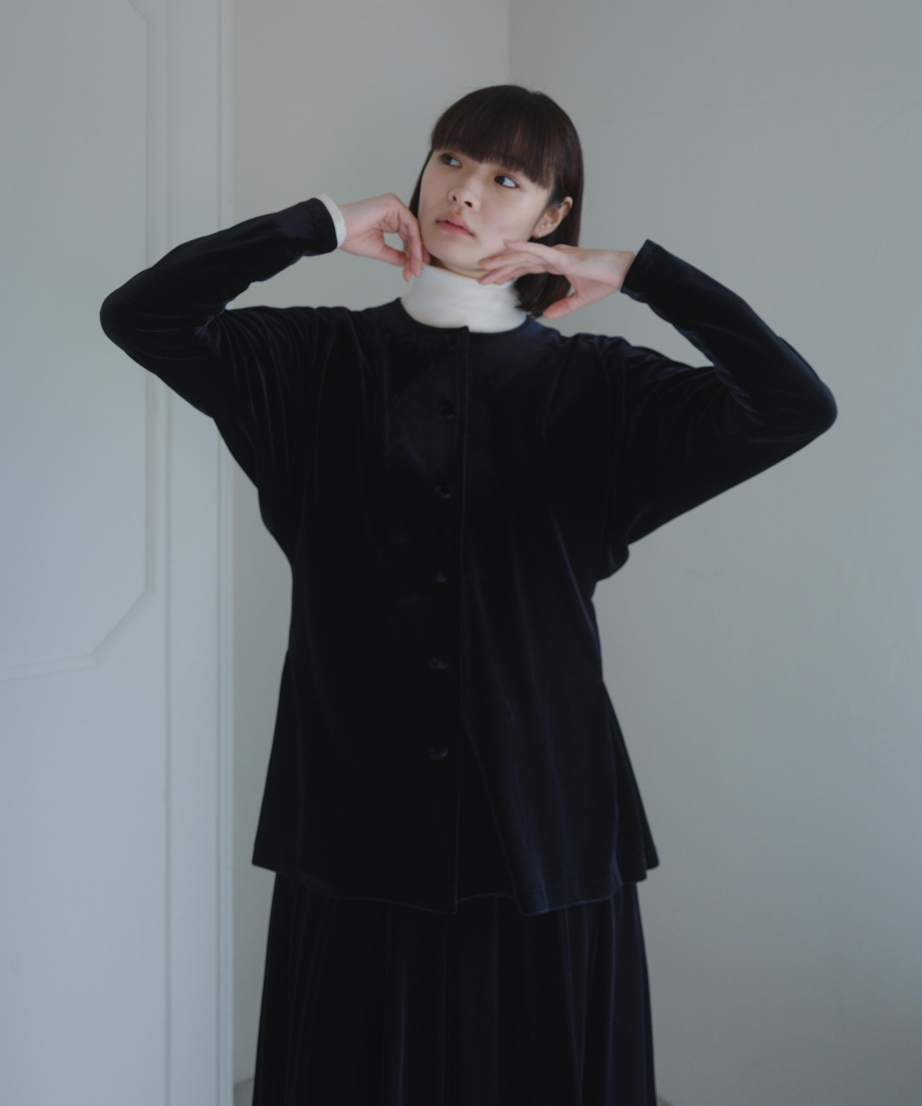 ≪通常販売≫【THE DRESS #25】velour button blouse（ベロアボタン
