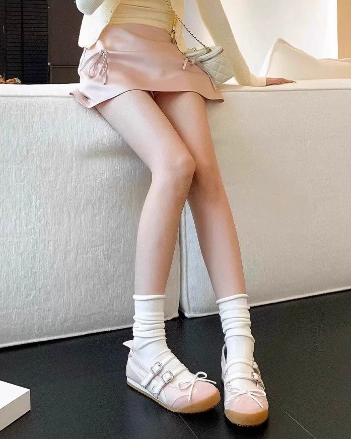 Womens Y2K Coquette Balletcore Aesthetic Sneaker Ballet Flats