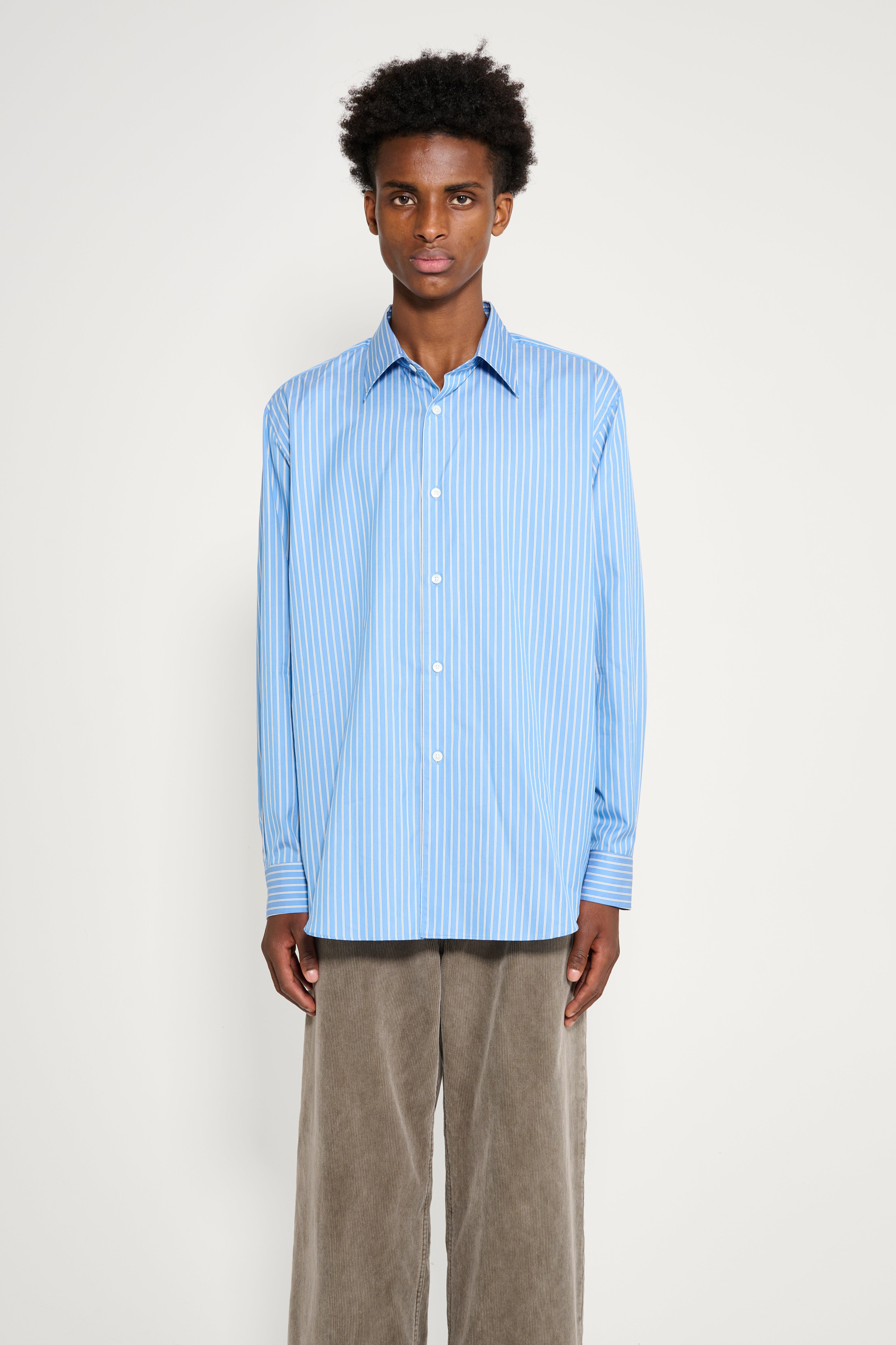 Auralee Cotton Silk Stripe Shirt Blue Stripe – Très Bien