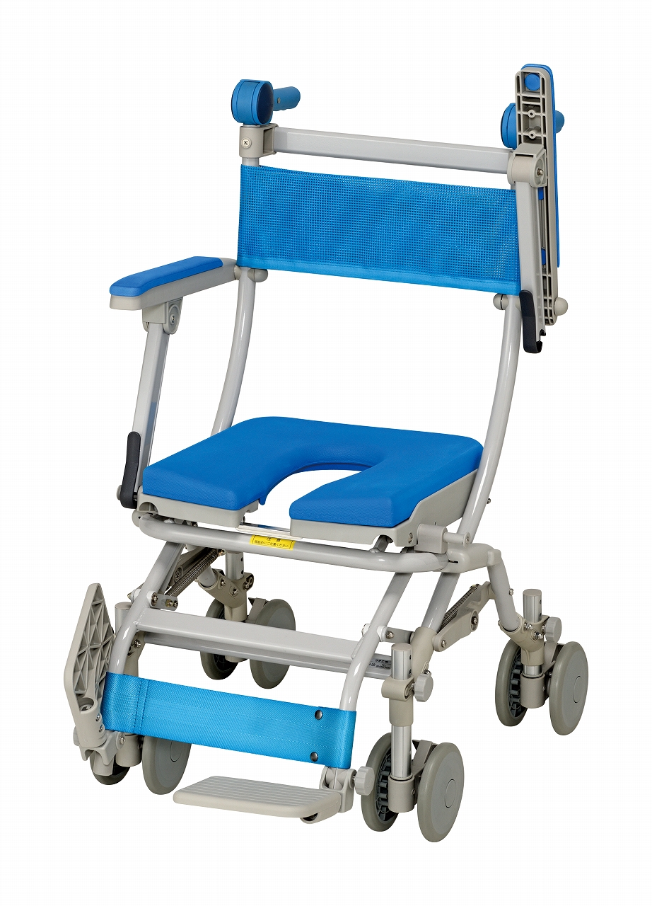 uchie】くるくるチェアD 入浴用車椅子 青 くるくるチェアD U型シート