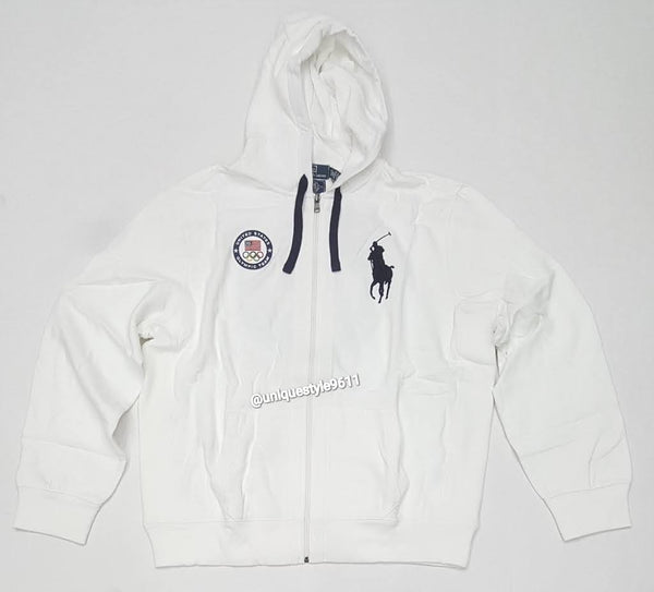 Nwt Polo Ralph Lauren White Team USA Olympic Big Pony Zip Up