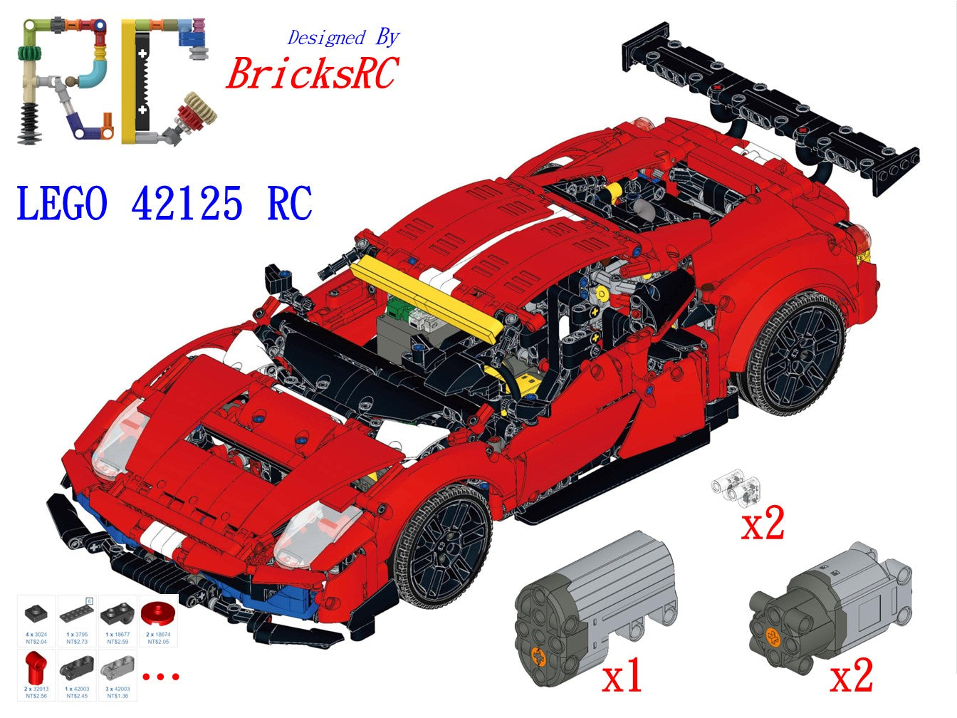 Instructions] Motorize LEGO 42125 Ferrari 488 GTE 