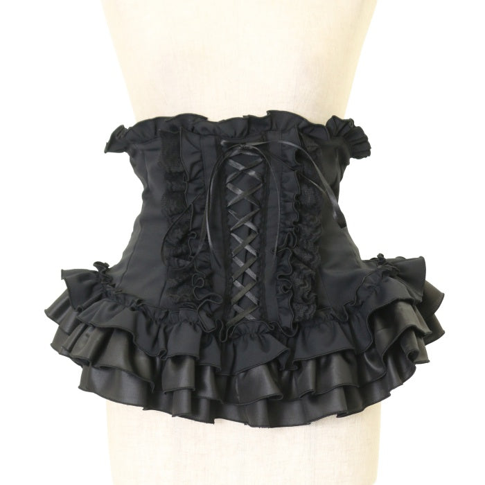 USED】【Mサイズ】総フリル編み上げコルセット：黒 | MARBLE