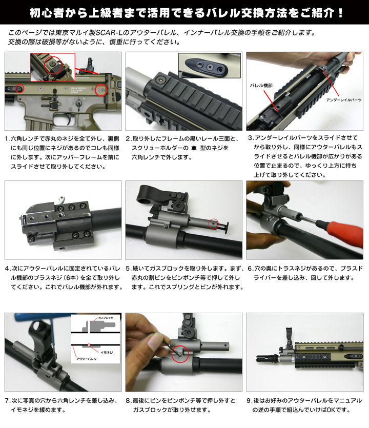 東京マルイ製スカー／アウターバレル組込み方法