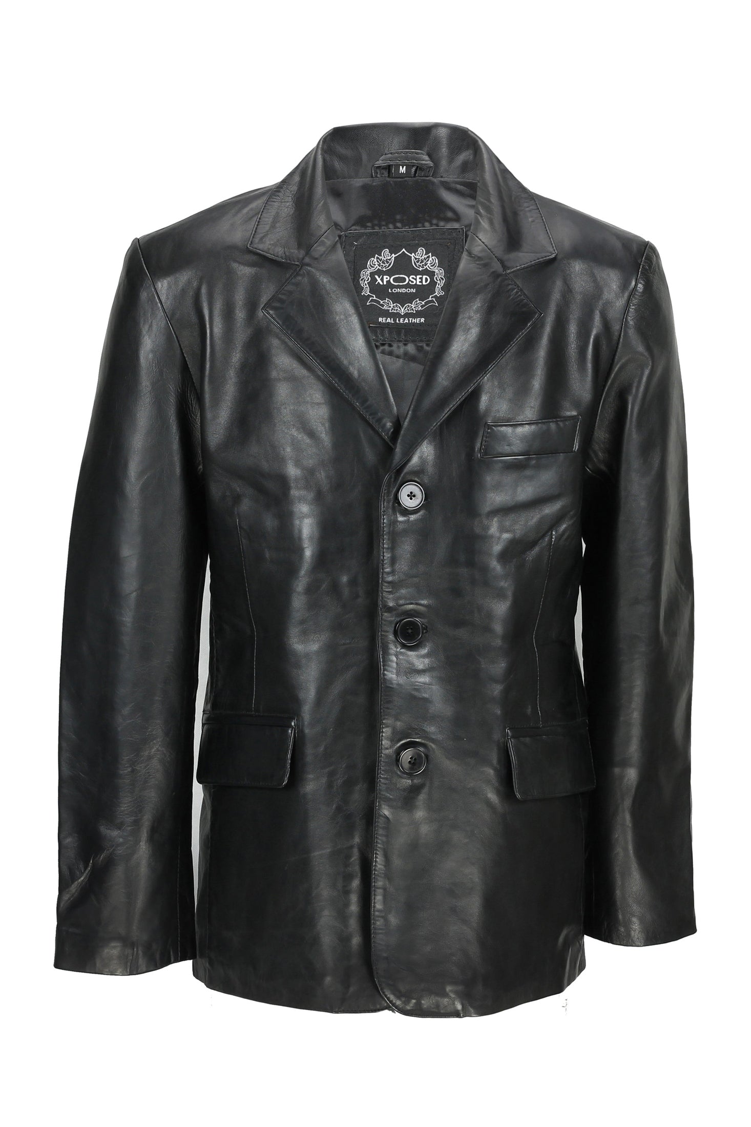 MEN'S MID LENGTH BLACK LEATHER JACKET – XPOSED