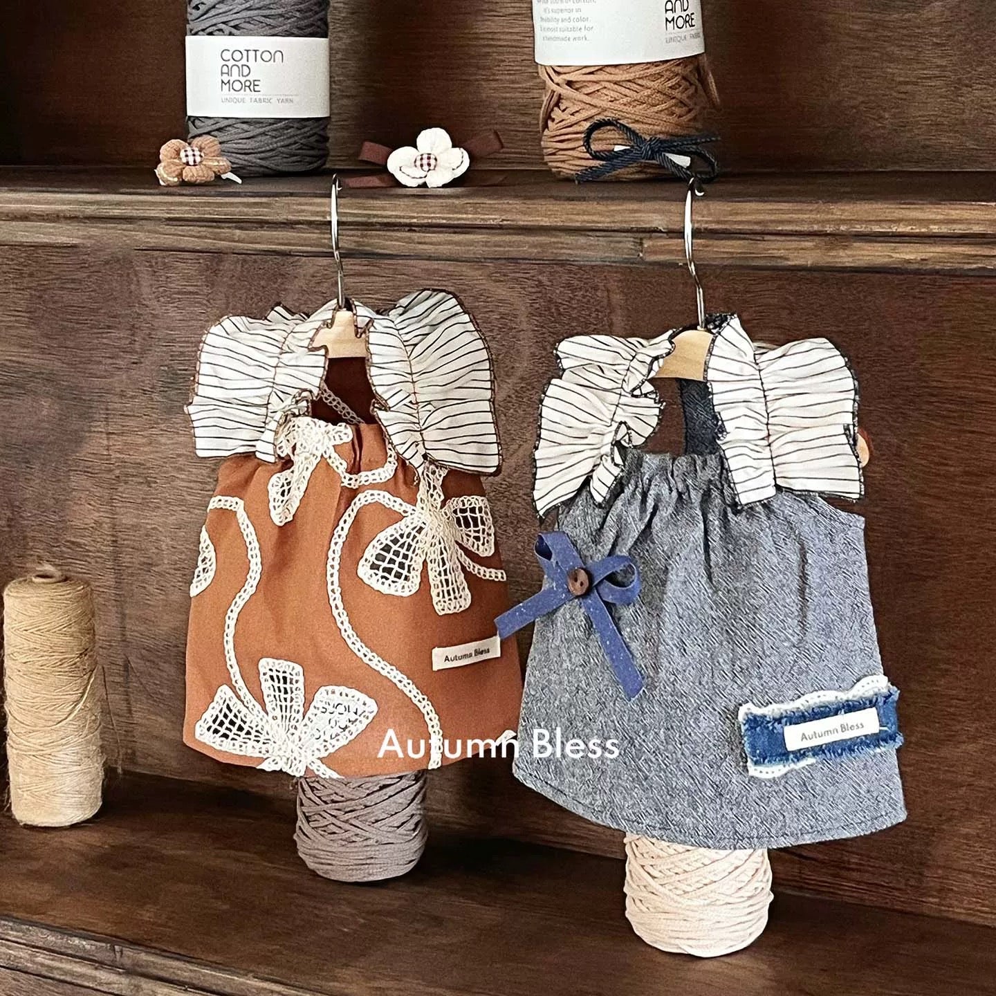 刺繍レース＆デニムフリルスリーブワンピース（初秋コレクション