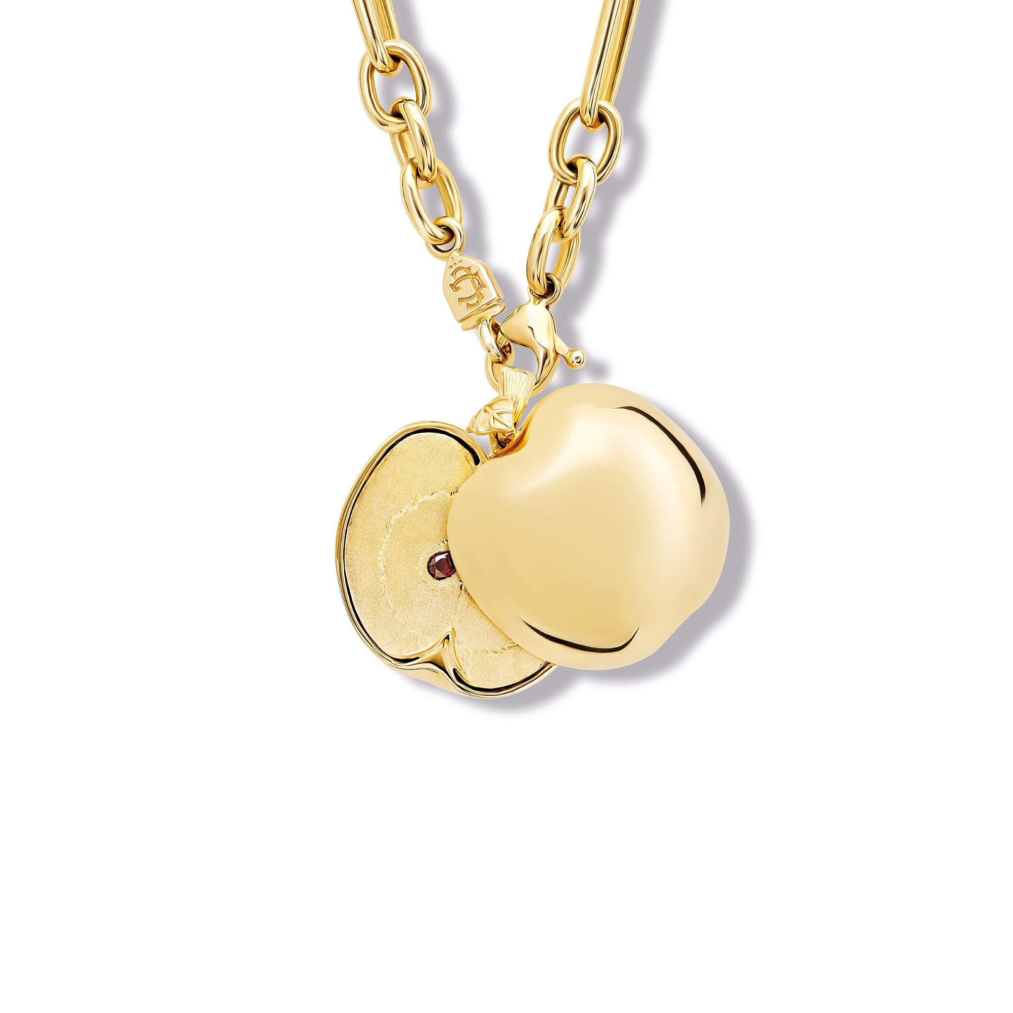 Apple Necklace Pendant Yellow Gold - Garnet | Cassandra Goad