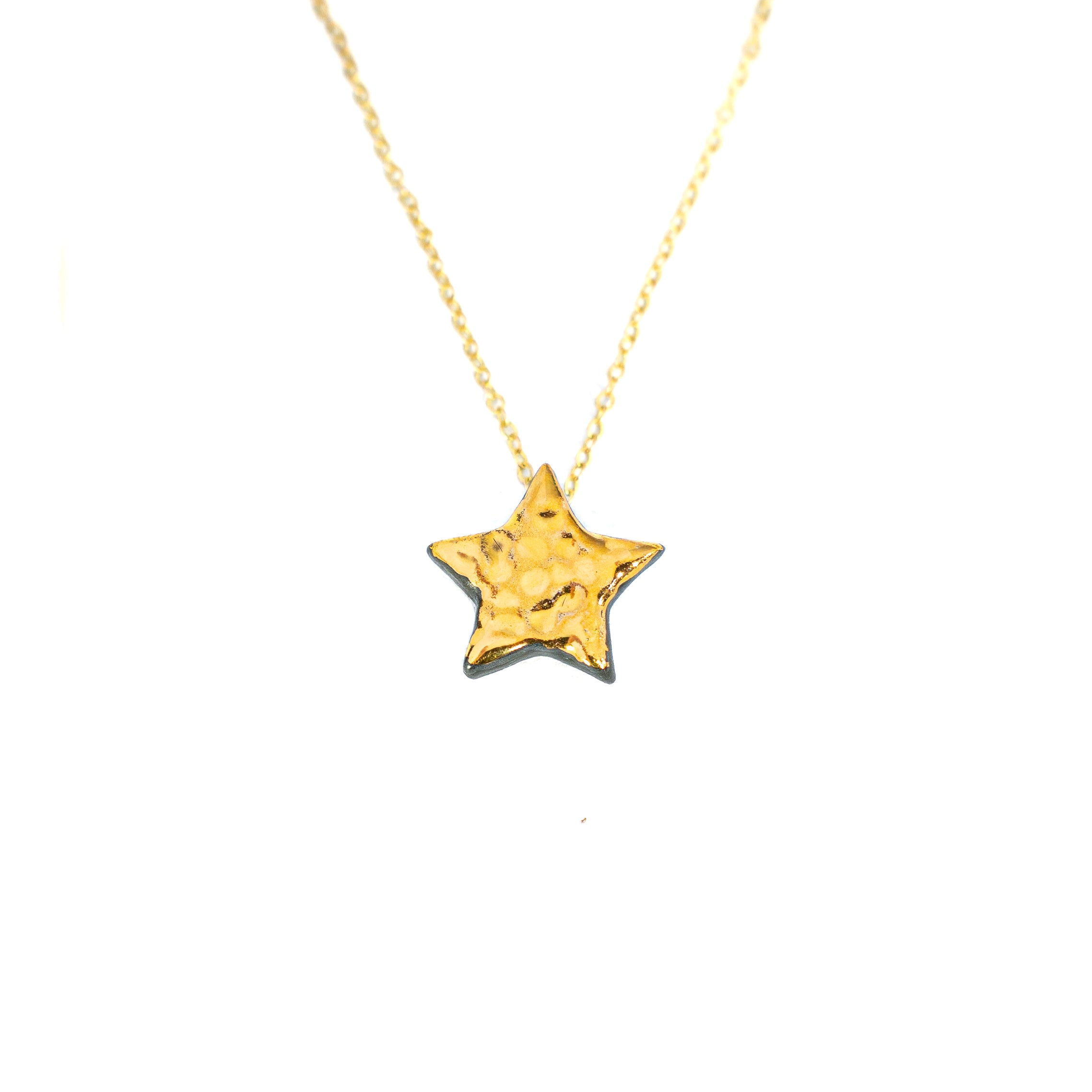 Gold Textured Star Necklace – danuceramics