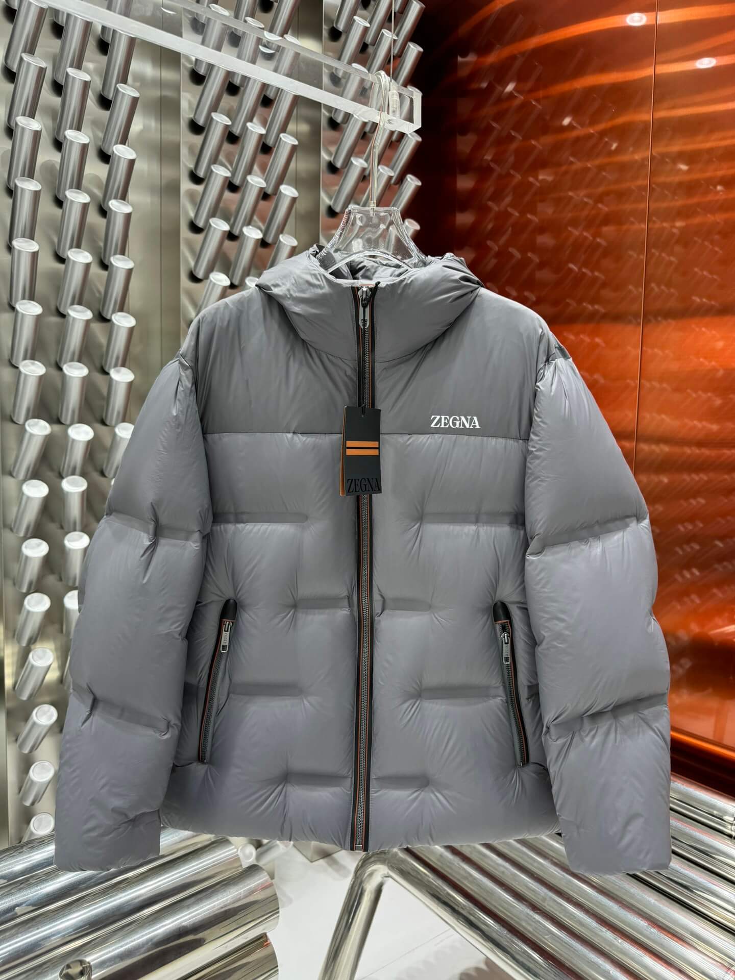 Ermenegildo Zegna Cirruslite Gray Down Hooded Jacket – HolloMen