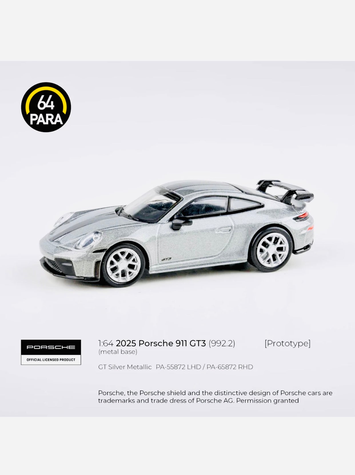 Para64 Factory Sealed 2025 Porsche 911 GT3 (992.2) GT Silver