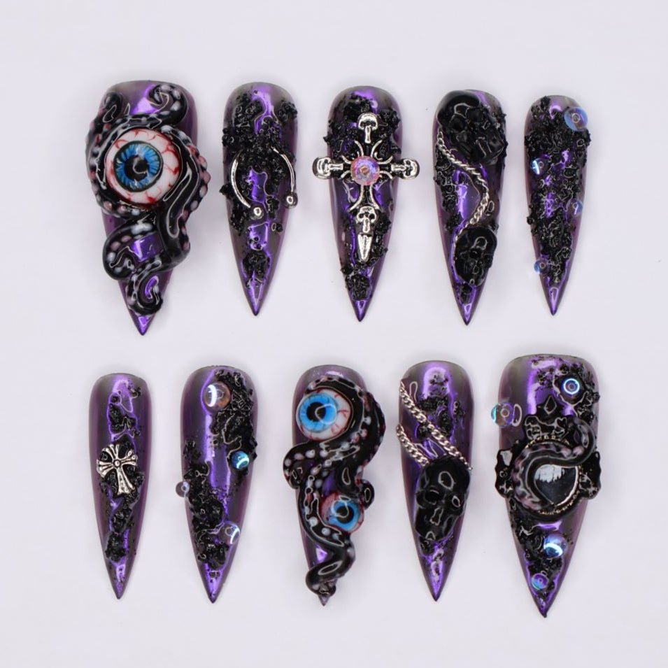 Midnight Serpent | Handmade Press On Nails by lilynailsart.co
