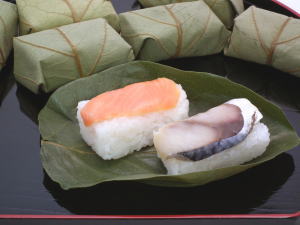 Kaki no Ha Zushi (Pressed Sushi Wrapped in Persimmon Leaf