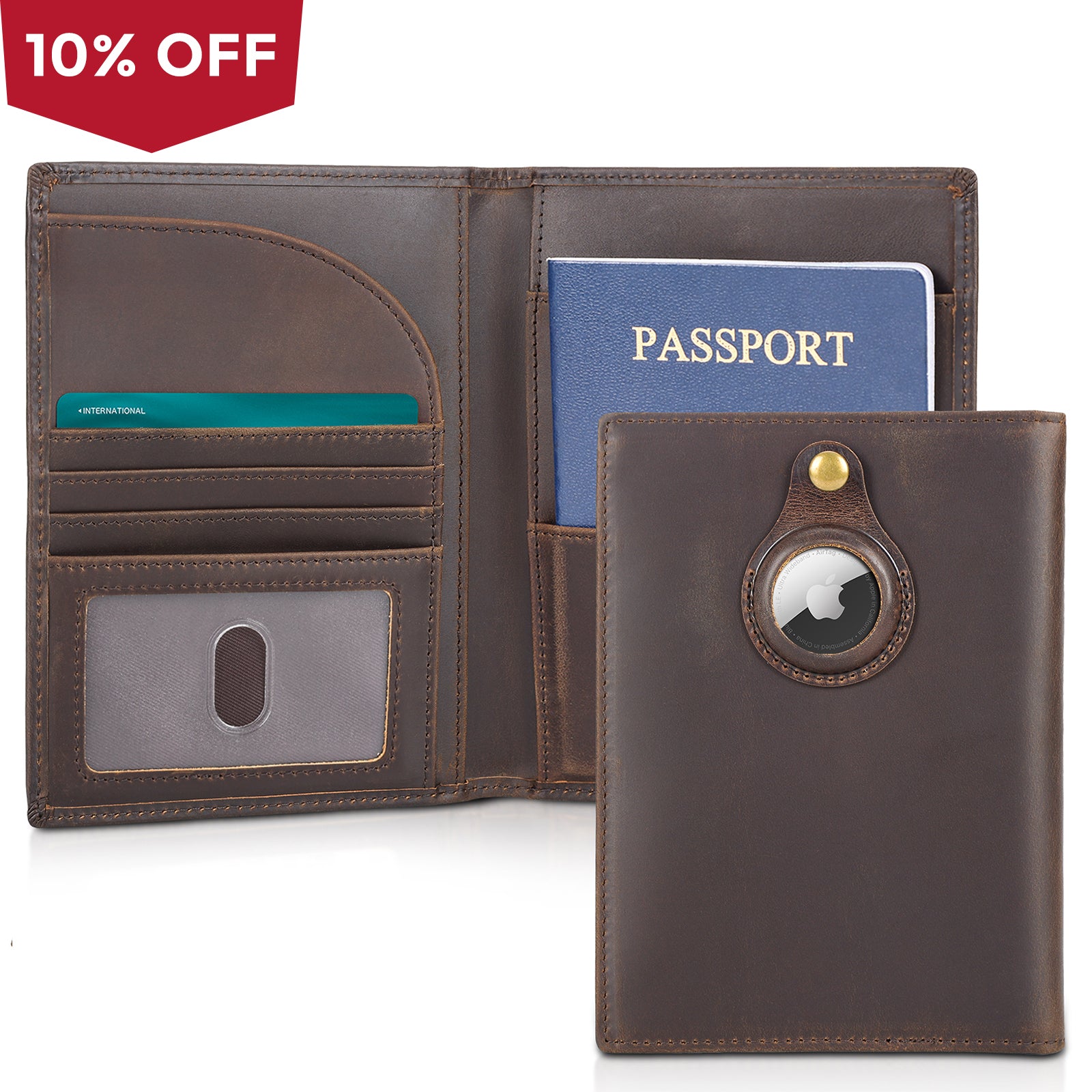 Polare Full Grain Leather Passport Holder RFID Blocking Travel Bifold
