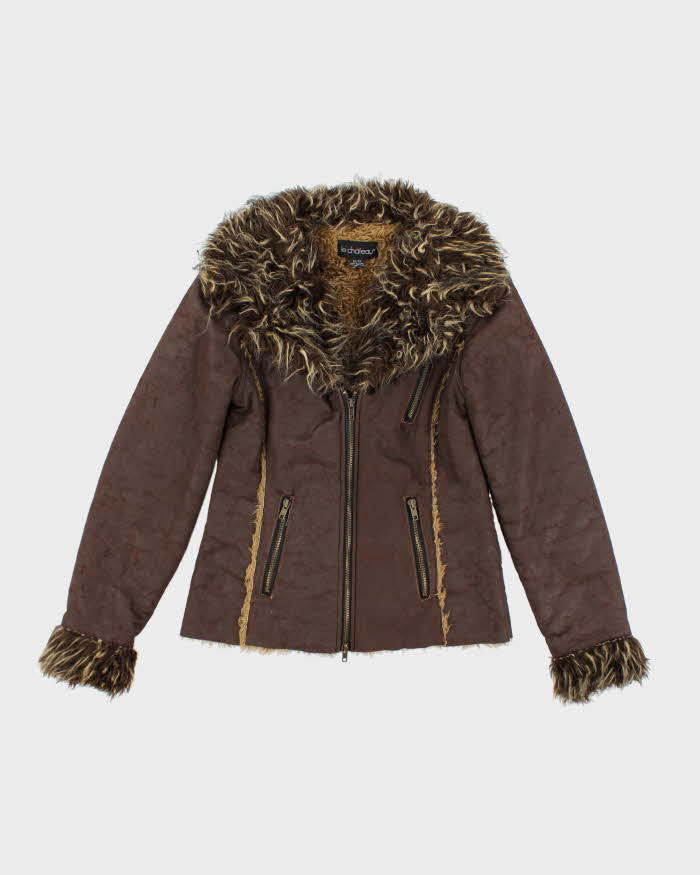 Y2k 00s Le Chateau Faux Suede Fur Lined Jacket - XS – Rokit