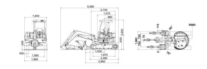 後方超小旋回ミニショベル ビートル40SR