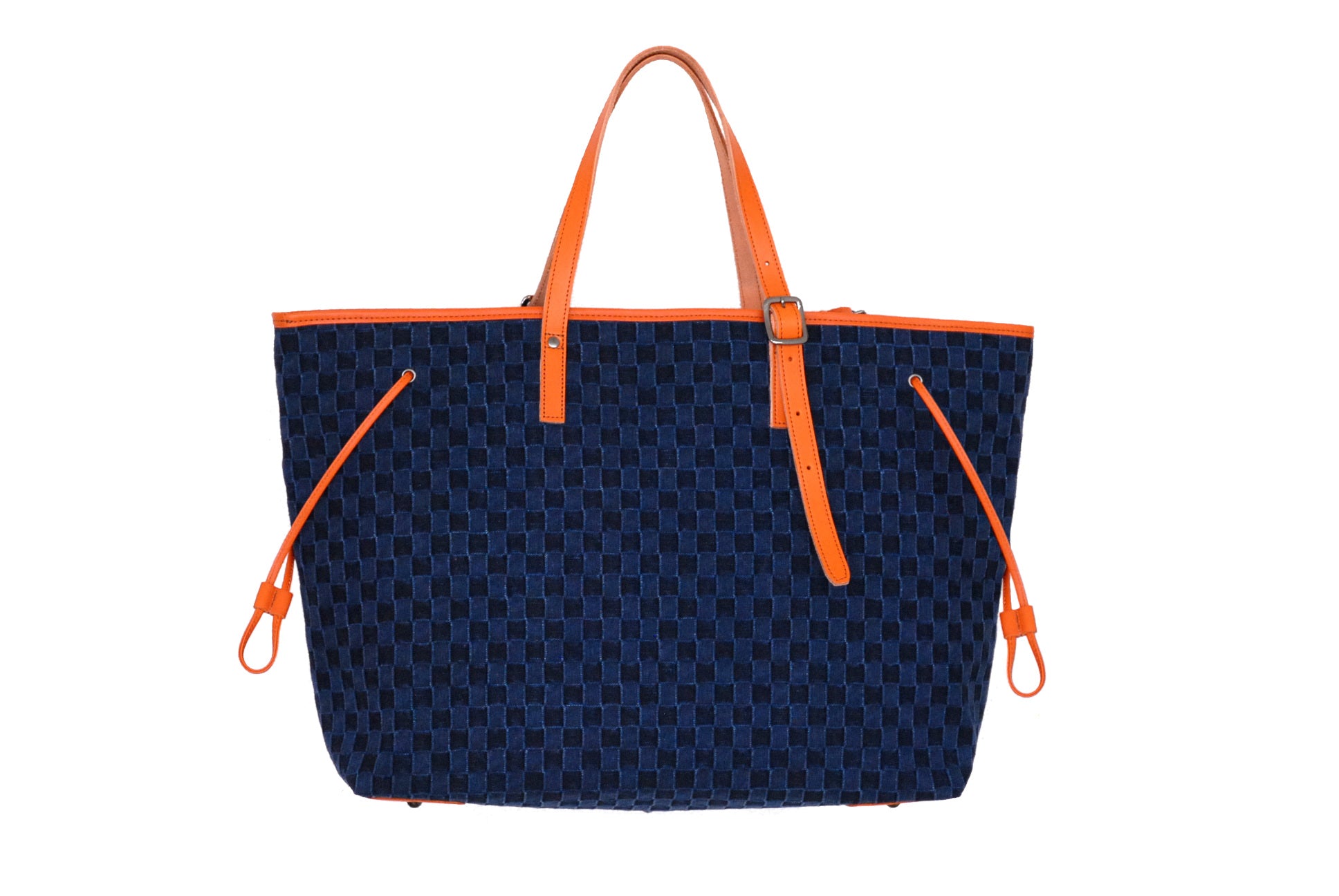 市松デニムトートバッグL-Dark｜デニムトートバッグ『WAZAVI Collection』