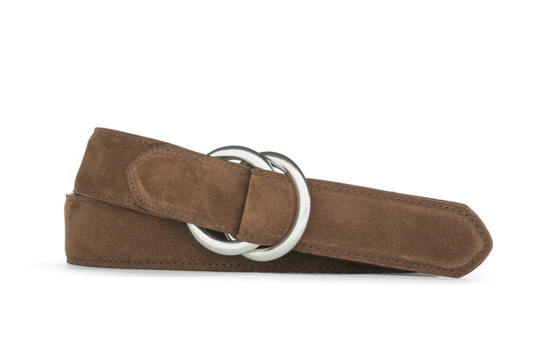 Suede Calf O-Ring Belt with Matte Nickel Rings â€” w.kleinberg