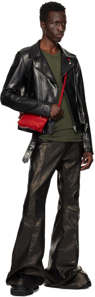 Shop Black Porterville Lukes Stooges Leather Jacket on Sale at